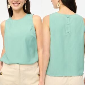 J.Crew Factory Sleeveless Button-Back Shell BY429 Eucalyptus Steam Size L NWT